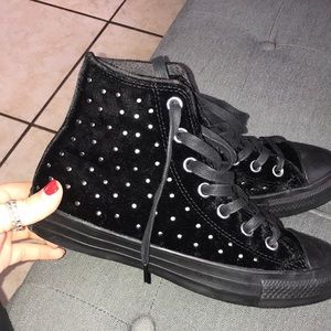 Velvet Black High Top Converse